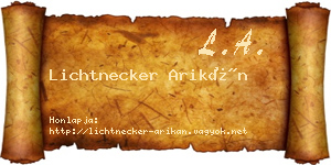 Lichtnecker Arikán névjegykártya